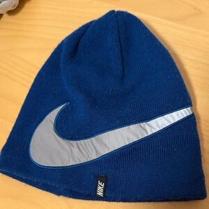 Nike Navy Beanie with Metallic Silver Swoosh